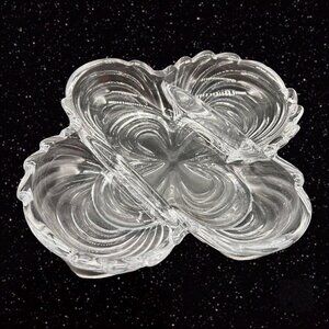 Cambridge Caprice‎ Clear Relish Bowl Divided Plate Art Glass Vintage 8.5”W .75”T